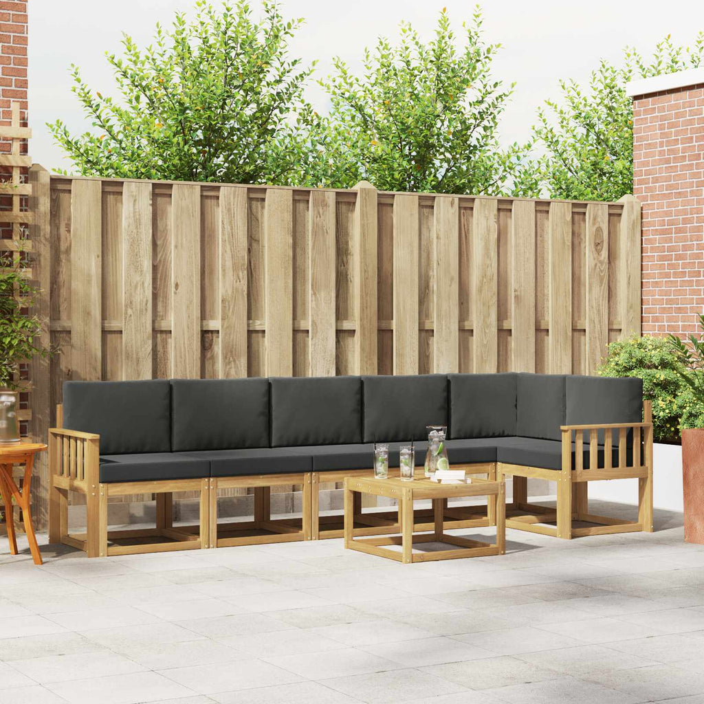 Outdoor-Sofagarnitur 7 pcs Weiß und Anthrazit Polyester