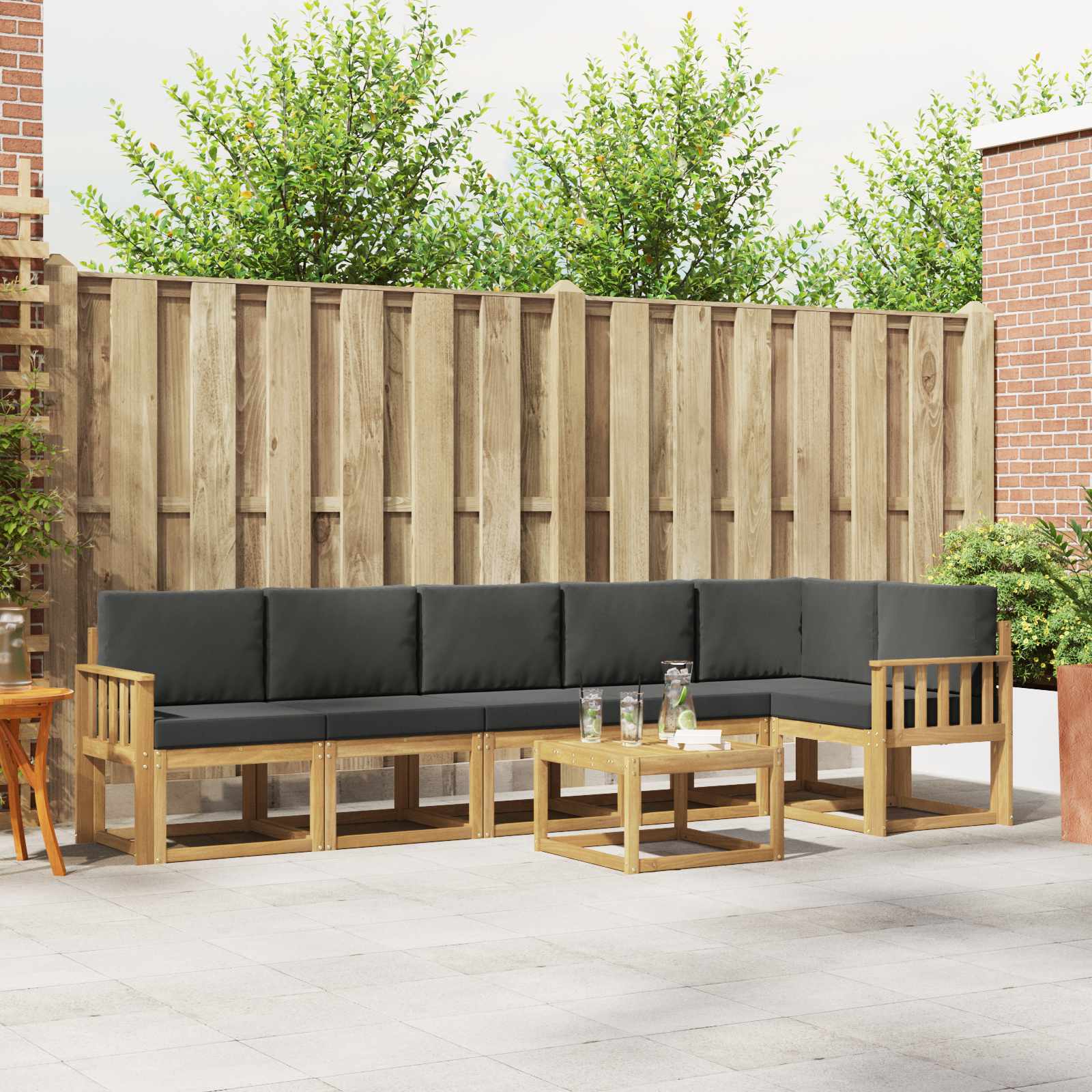 Outdoor-Sofagarnitur 7 pcs Weiß und Anthrazit Polyester