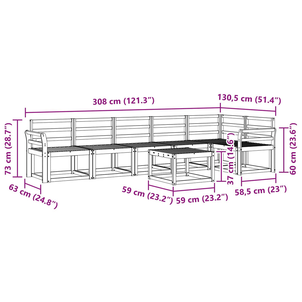 Outdoor-Sofagarnitur 7 pcs Weiß Massivholz Akazie