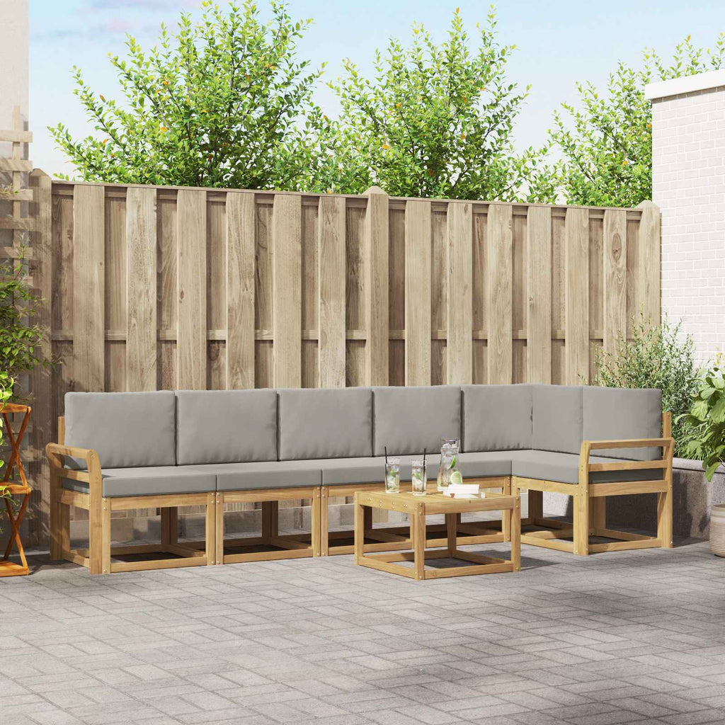 Outdoor-Sofagarnitur mit Kissen 7 pcs Weiß und Hellgrau
