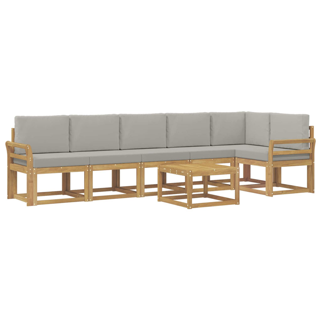 Outdoor-Sofagarnitur mit Kissen 7 pcs Weiß und Hellgrau