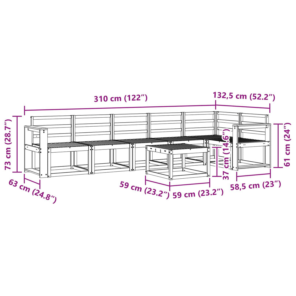 Outdoor-Sofagarnitur 7 pcs Weiß Massivholz Akazie