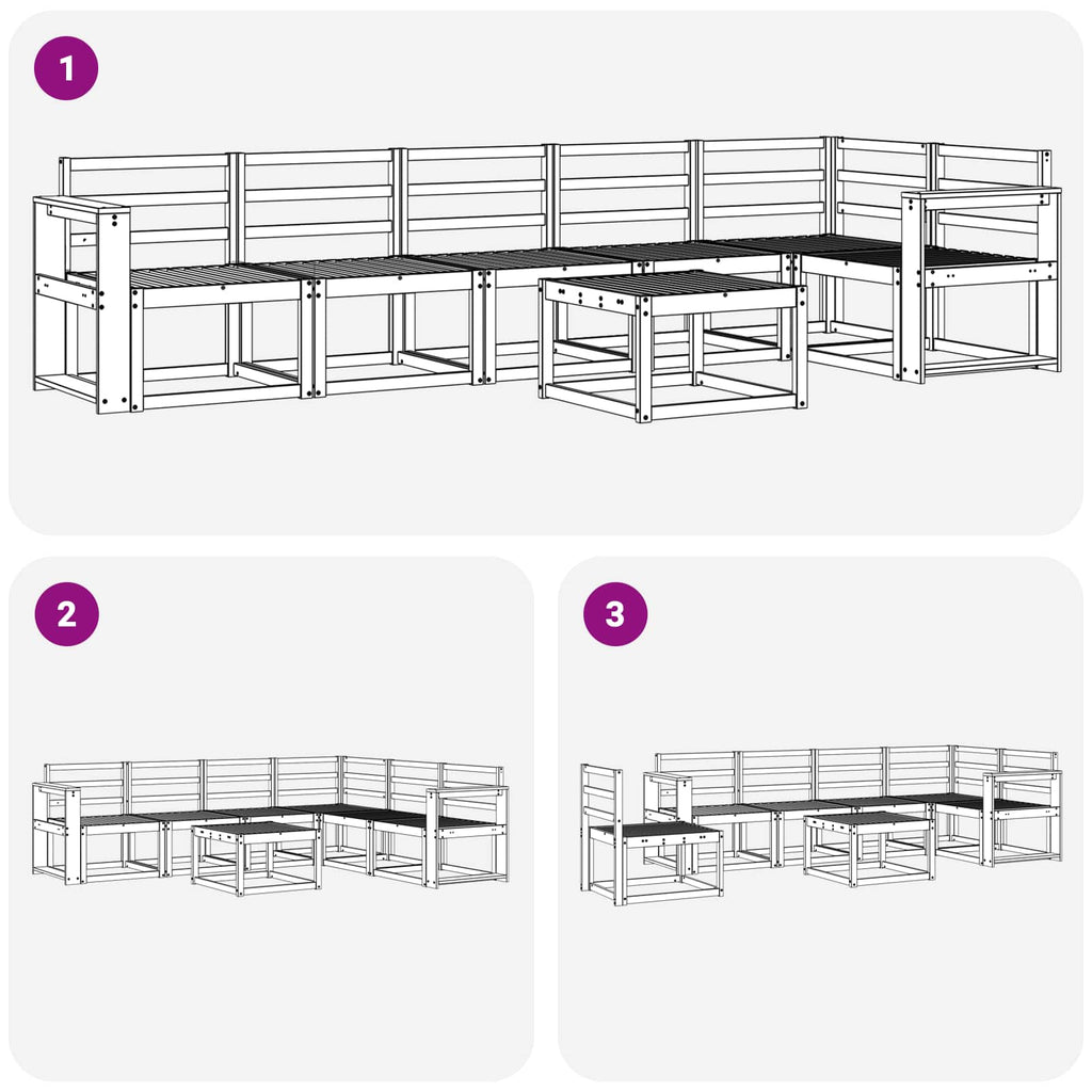 Outdoor-Sofagarnitur 7 pcs Weiß Massivholz Akazie