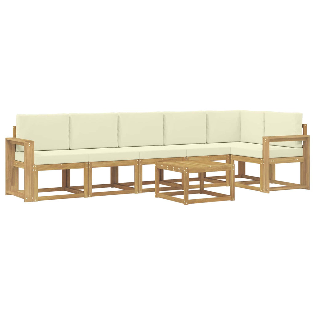 Outdoor-Sofagarnitur mit Kissen 7 pcs Weiß und Creme Polyester