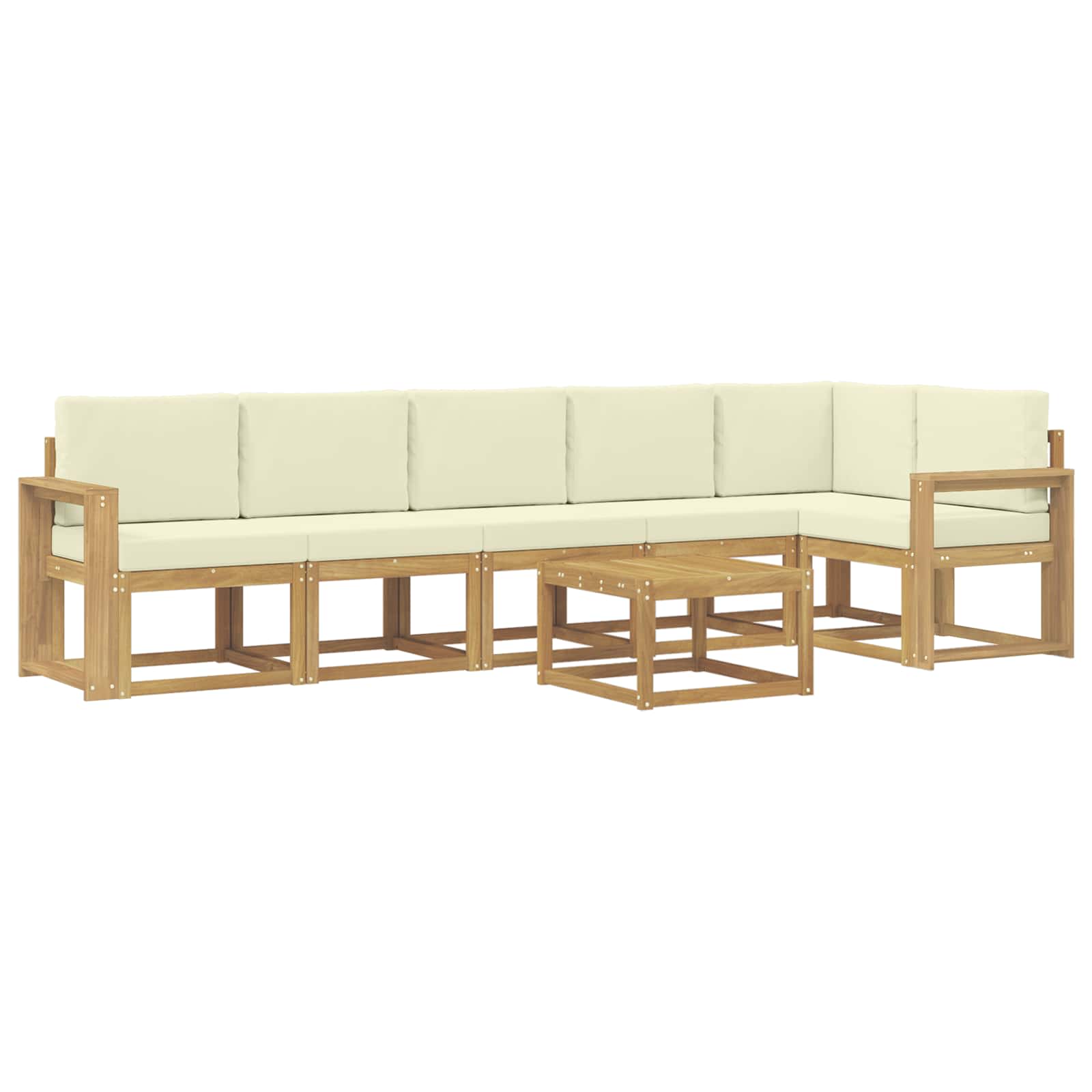 Outdoor-Sofagarnitur mit Kissen 7 pcs Weiß und Creme Polyester