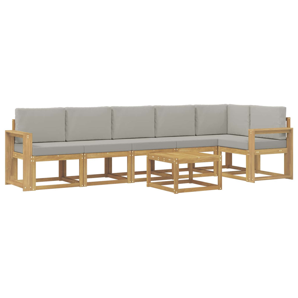 Outdoor-Sofagarnitur mit Kissen 7 pcs Weiß und Hellgrau