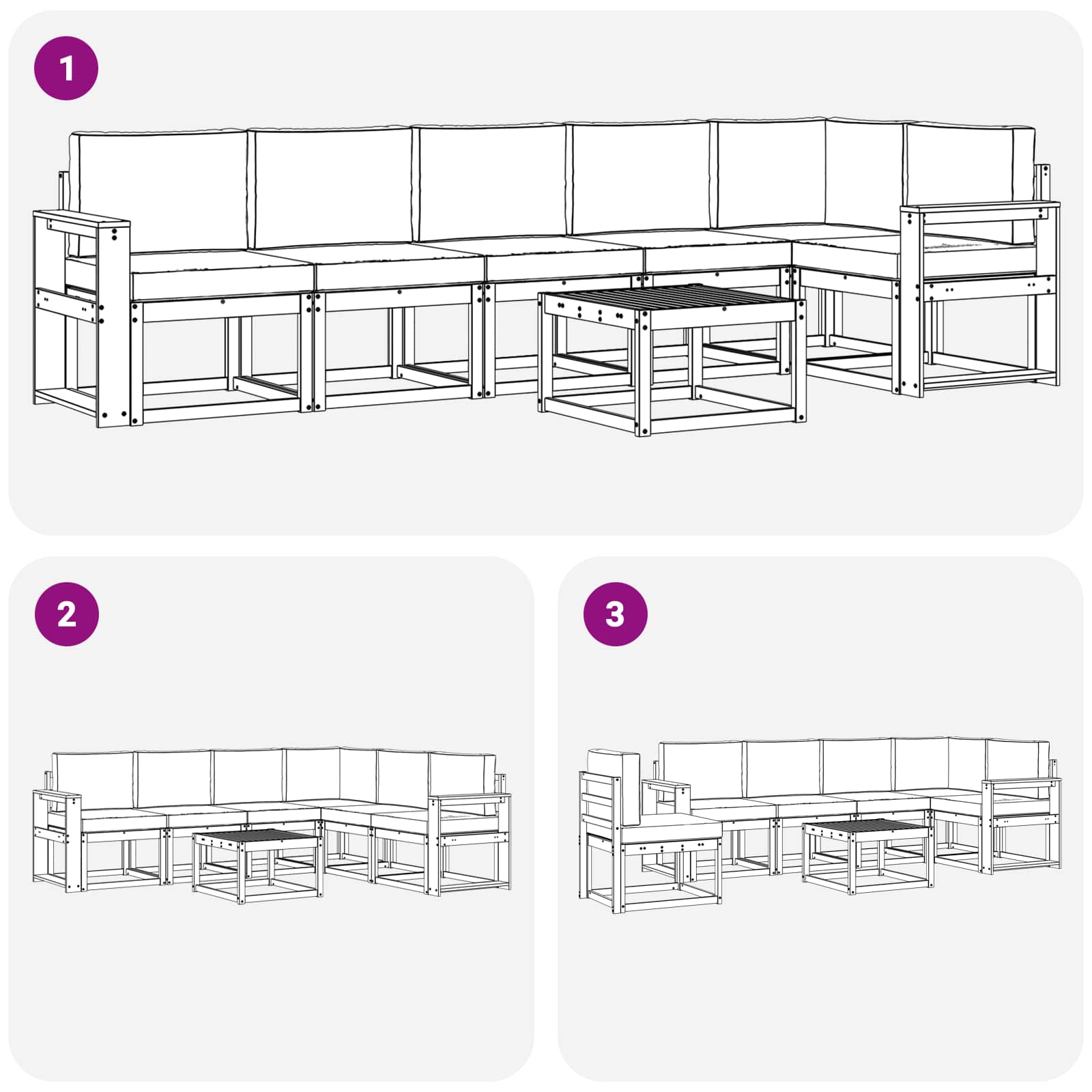 Outdoor-Sofagarnitur 7 pcs Weiß und Anthrazit Polyester