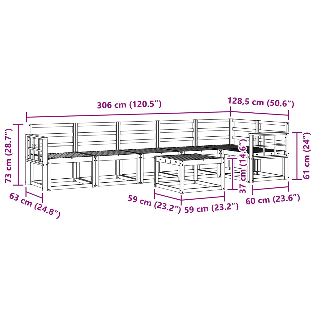 Outdoor-Sofagarnitur 7 pcs Weiß Massivholz Akazie