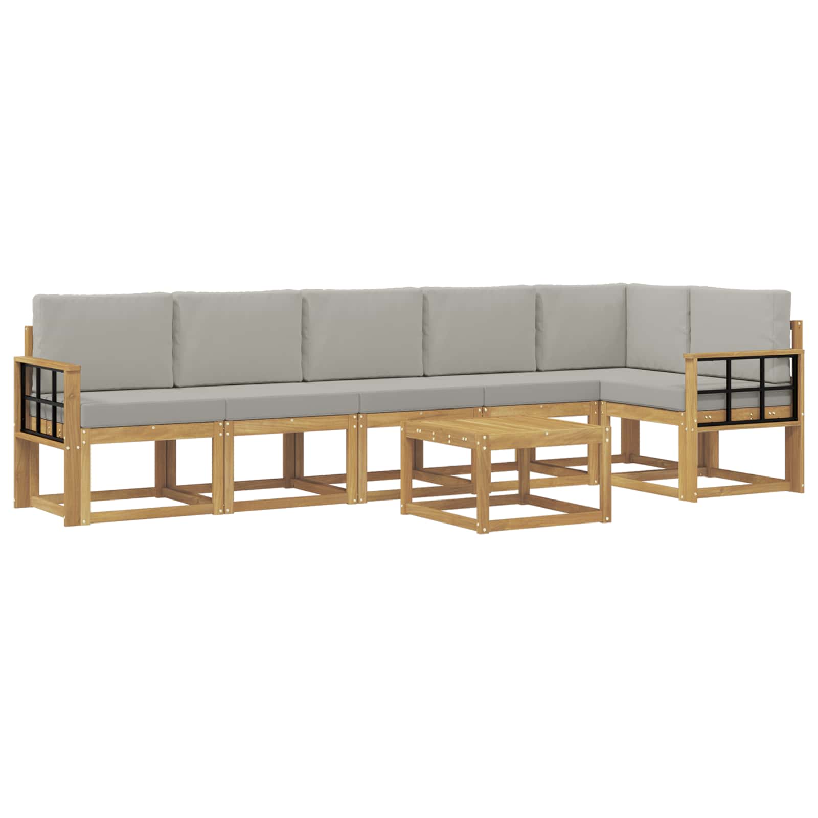 Outdoor-Sofagarnitur mit Kissen 7 pcs Weiß und Hellgrau