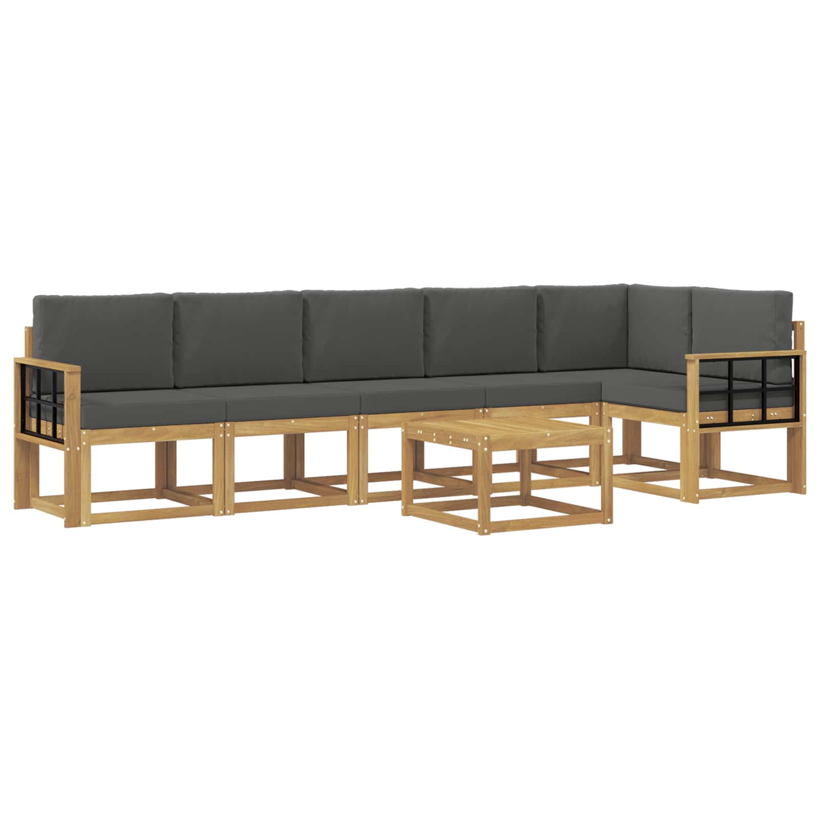 Outdoor-Sofagarnitur 7 pcs Weiß und Anthrazit Polyester