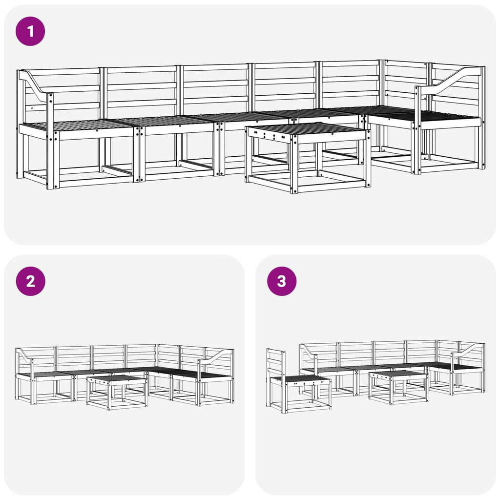 Outdoor-Sofagarnitur 7 pcs Weiß Massivholz Akazie