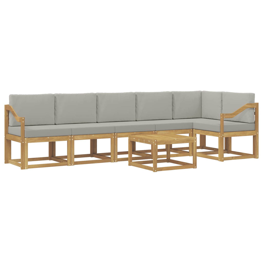 Outdoor-Sofagarnitur mit Kissen 7 pcs Weiß und Hellgrau