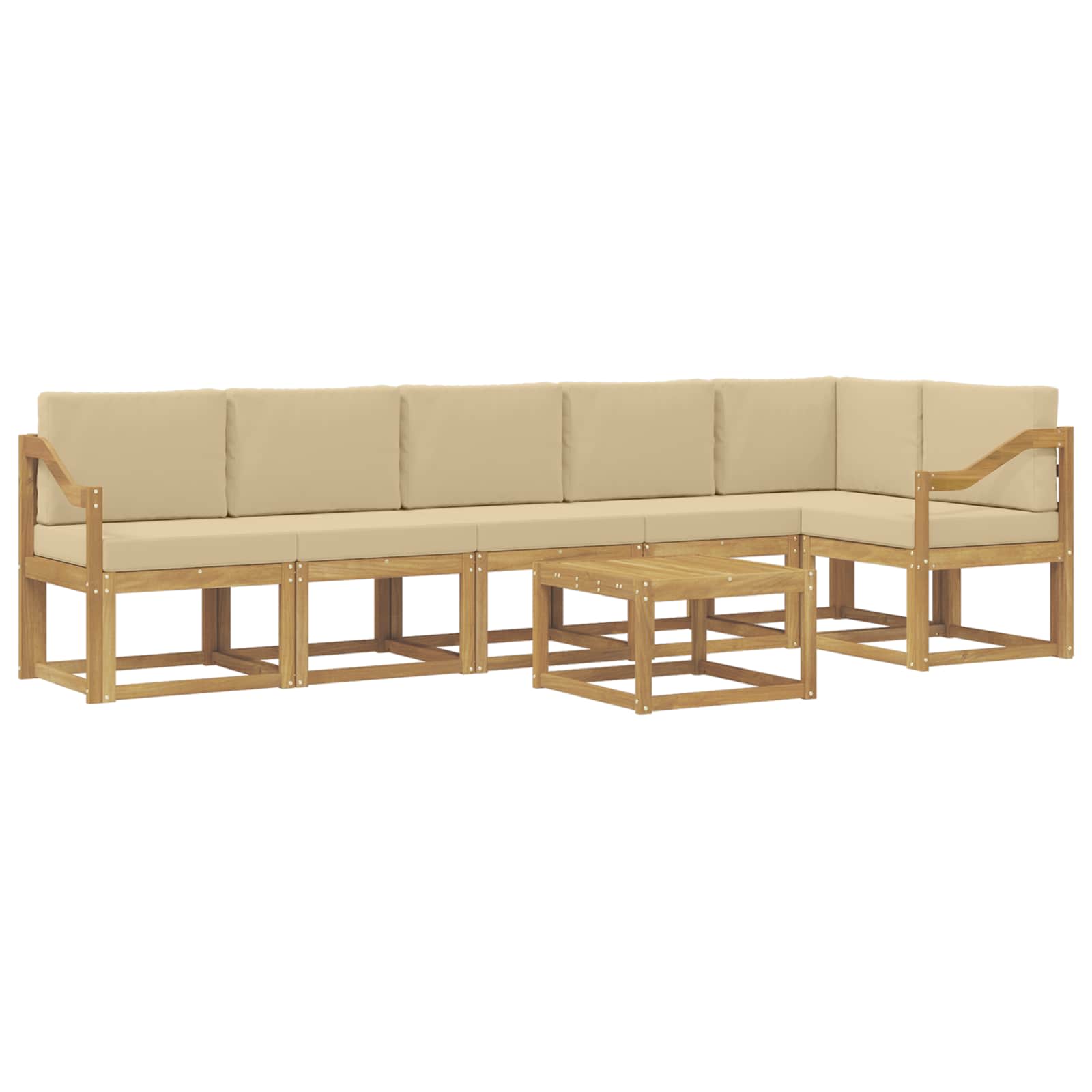 Outdoor-Sofagarnitur mit Kissen 7 pcs Weiß und Beige Polyester