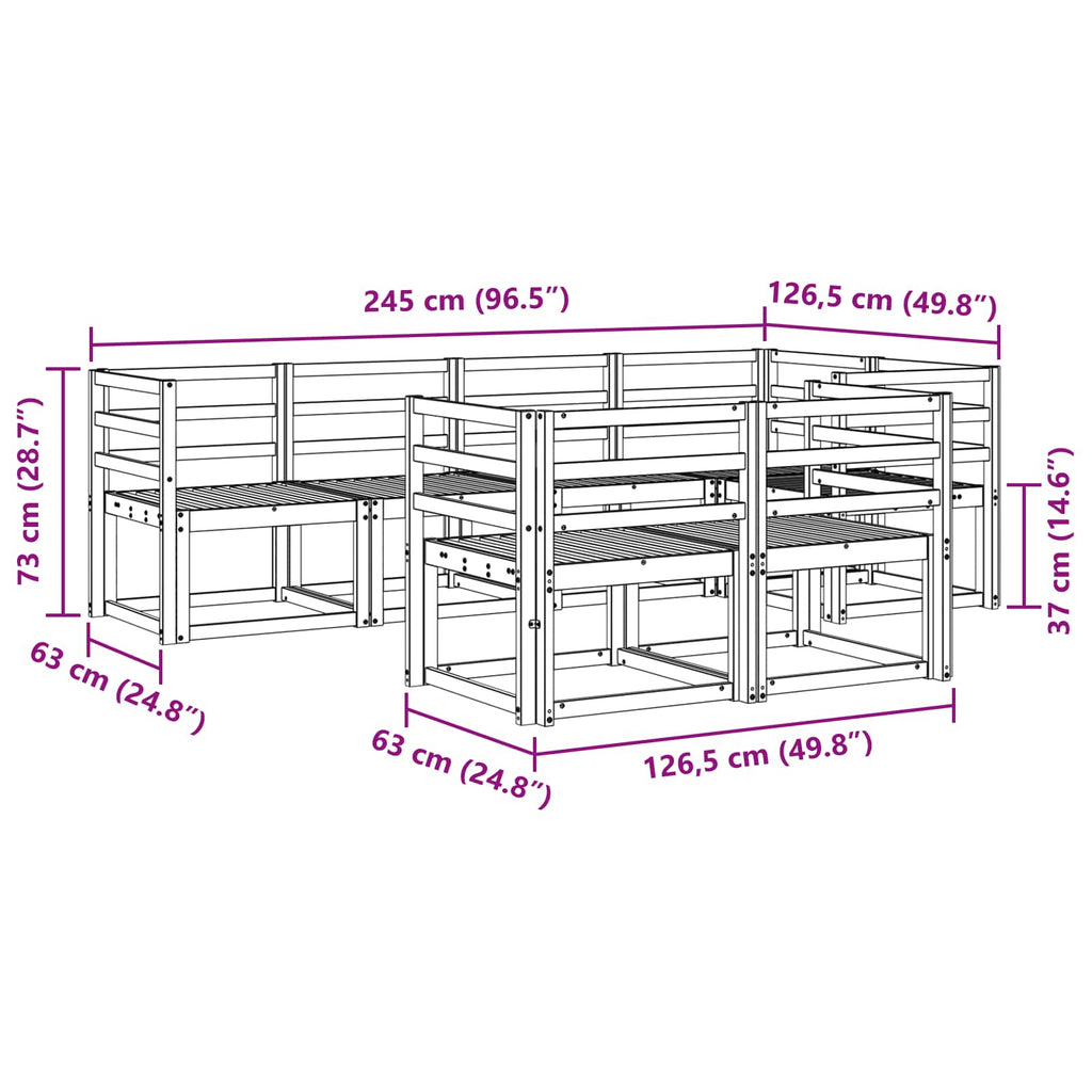 Outdoor-Sofagarnitur 7 pcs Weiß Massivholz Akazie