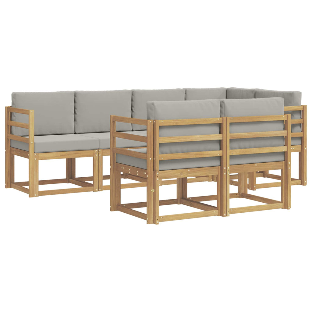 Outdoor-Sofagarnitur mit Kissen 7 pcs Weiß und Hellgrau