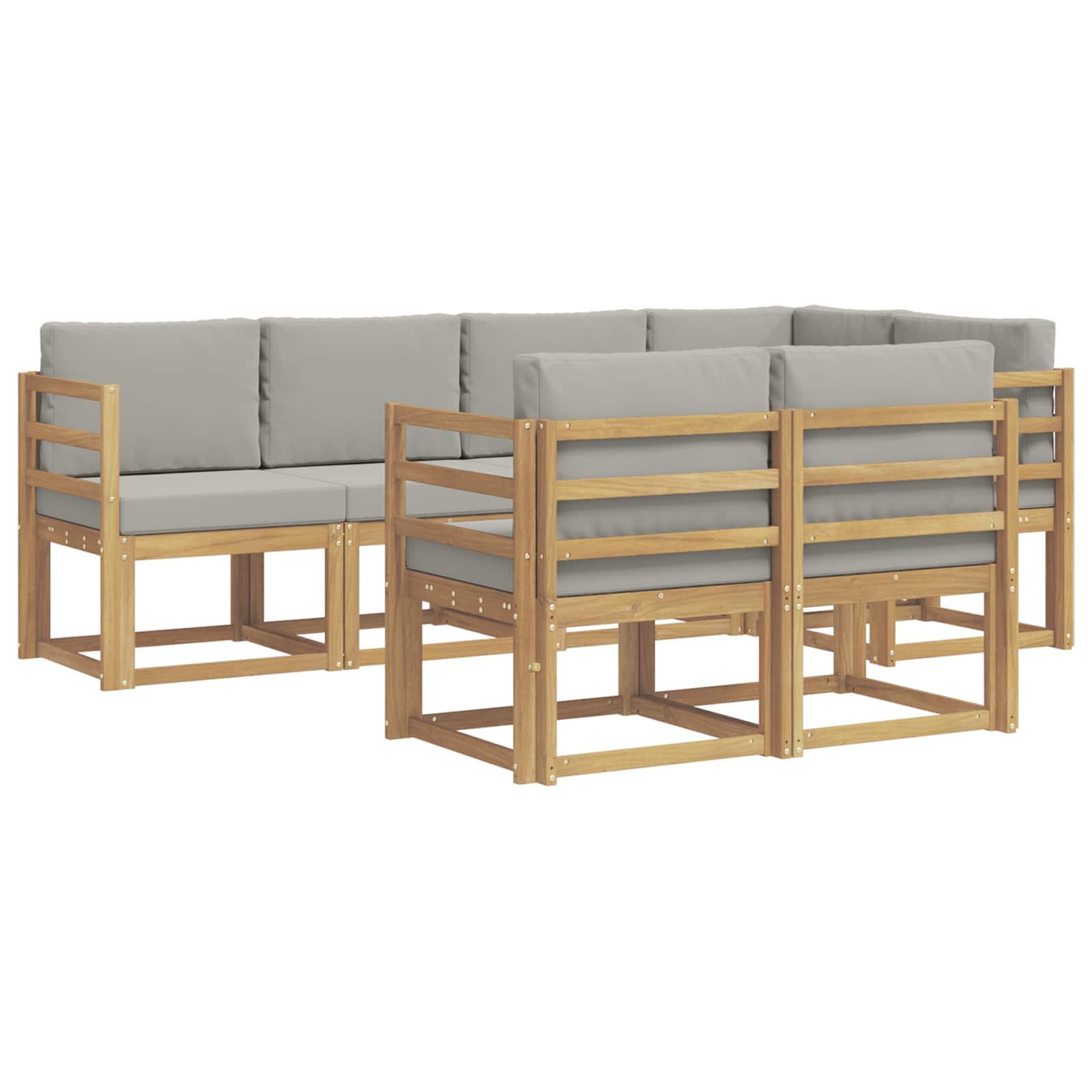 Outdoor-Sofagarnitur mit Kissen 7 pcs Weiß und Hellgrau