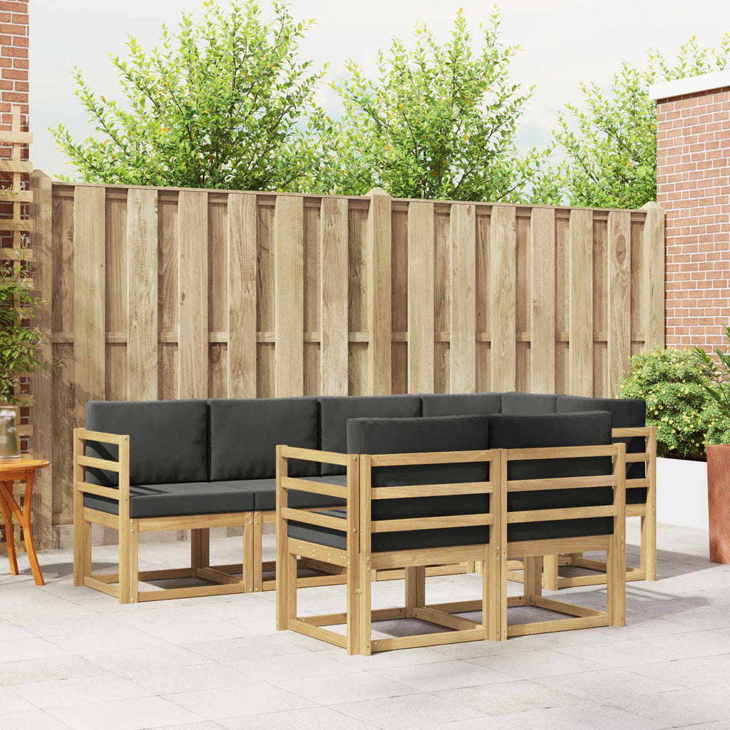 Outdoor-Sofagarnitur 7 pcs Weiß und Anthrazit Polyester