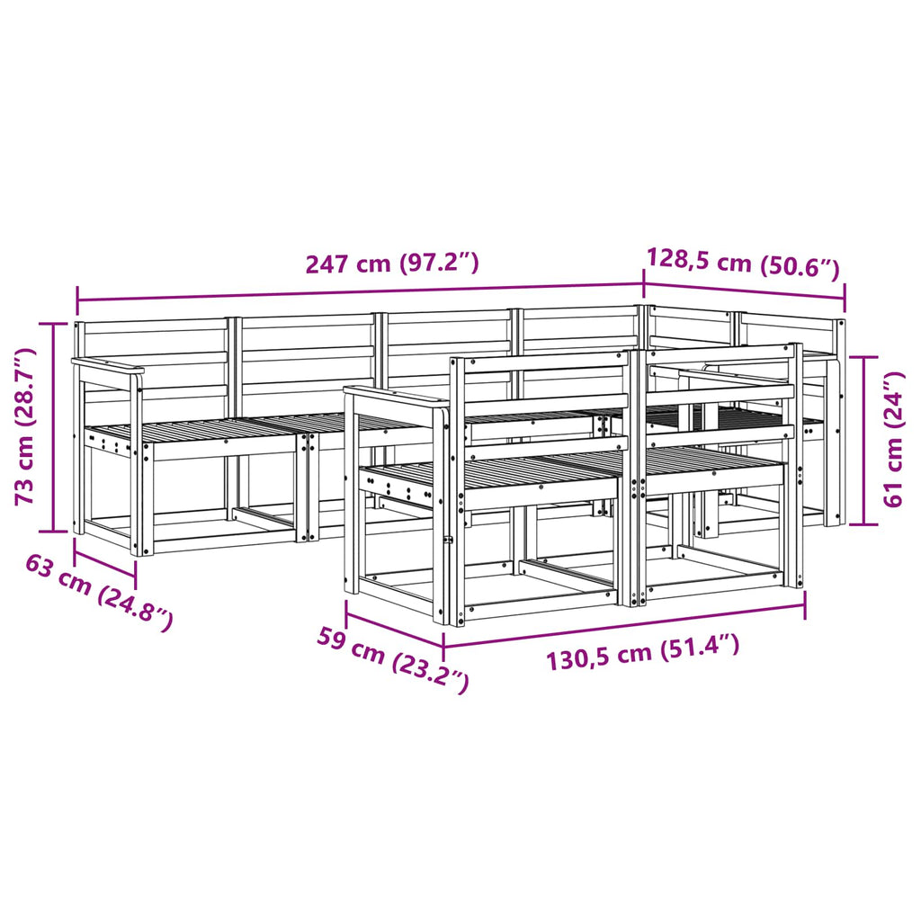 Outdoor-Sofagarnitur 7 pcs Weiß Massivholz Akazie