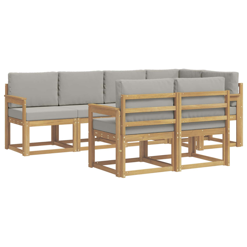Outdoor-Sofagarnitur mit Kissen 7 pcs Weiß und Hellgrau