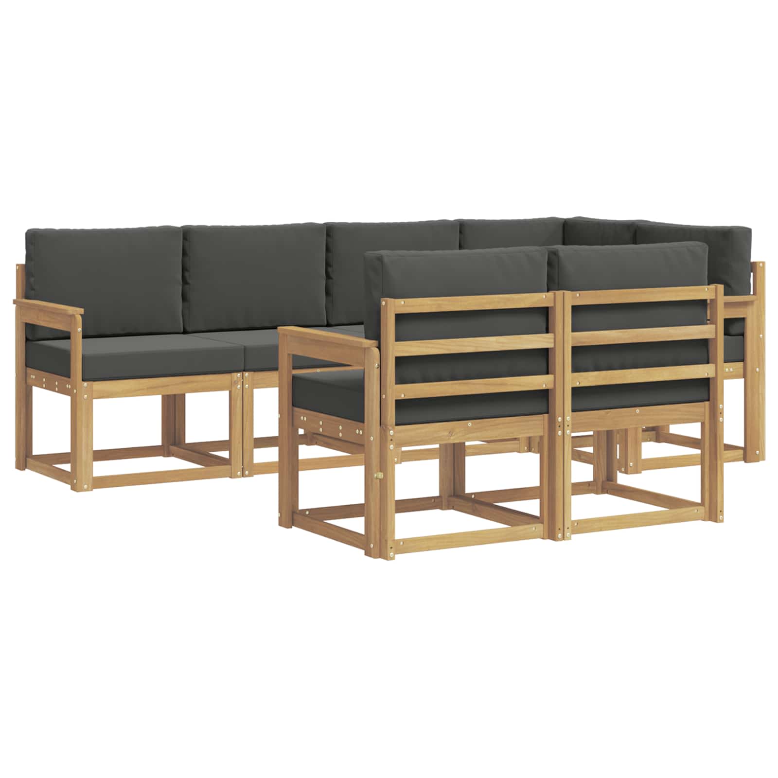Outdoor-Sofagarnitur 7 pcs Weiß und Anthrazit Polyester