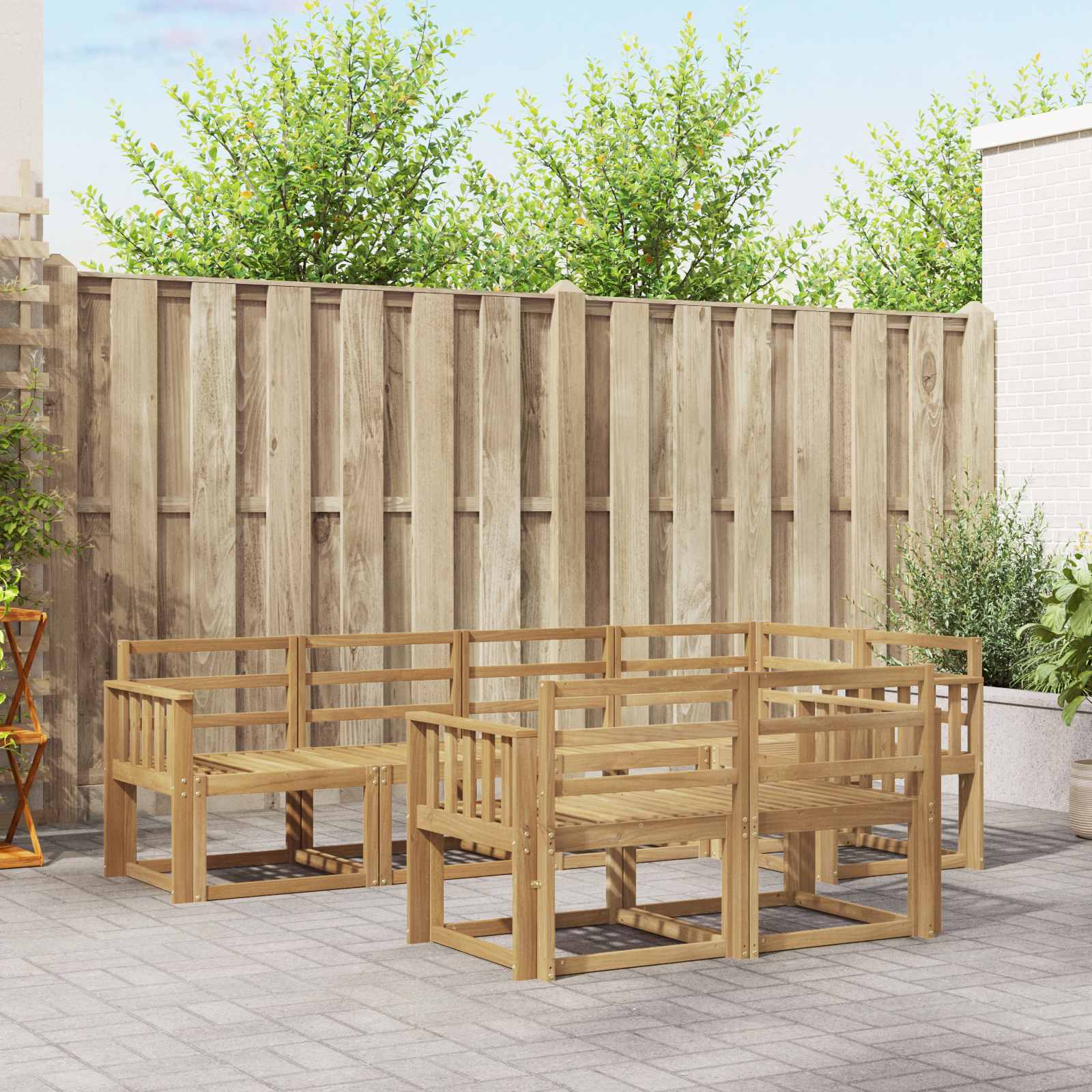 Outdoor-Sofagarnitur 7 pcs Weiß Massivholz Akazie