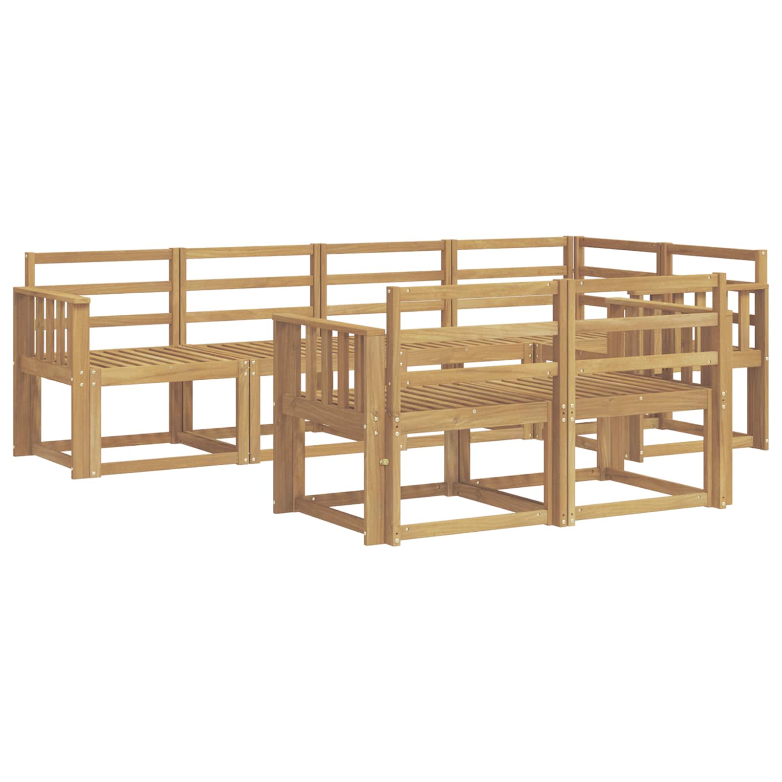 Outdoor-Sofagarnitur 7 pcs Weiß Massivholz Akazie