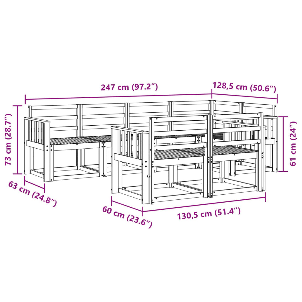 Outdoor-Sofagarnitur 7 pcs Weiß Massivholz Akazie