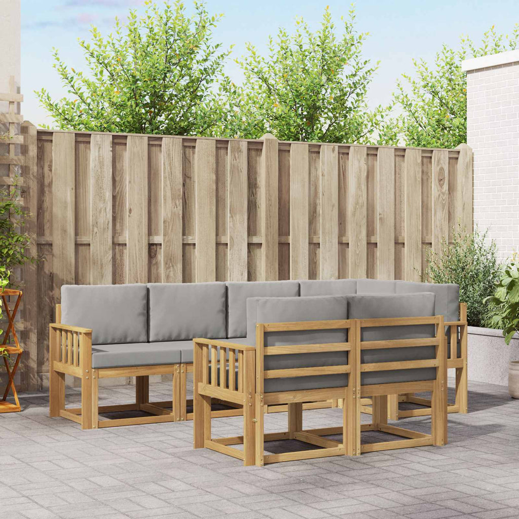 Outdoor-Sofagarnitur mit Kissen 7 pcs Weiß und Hellgrau