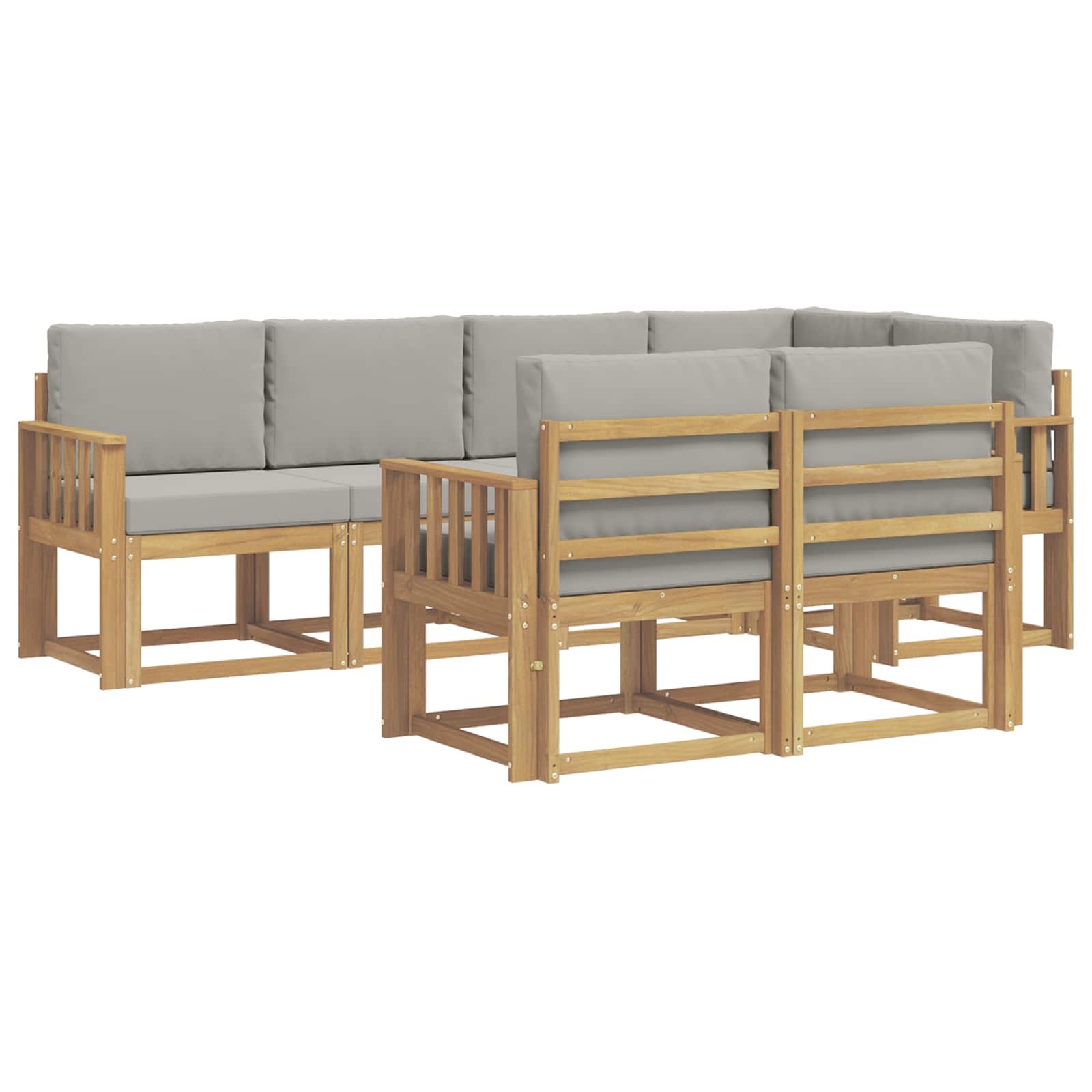 Outdoor-Sofagarnitur mit Kissen 7 pcs Weiß und Hellgrau