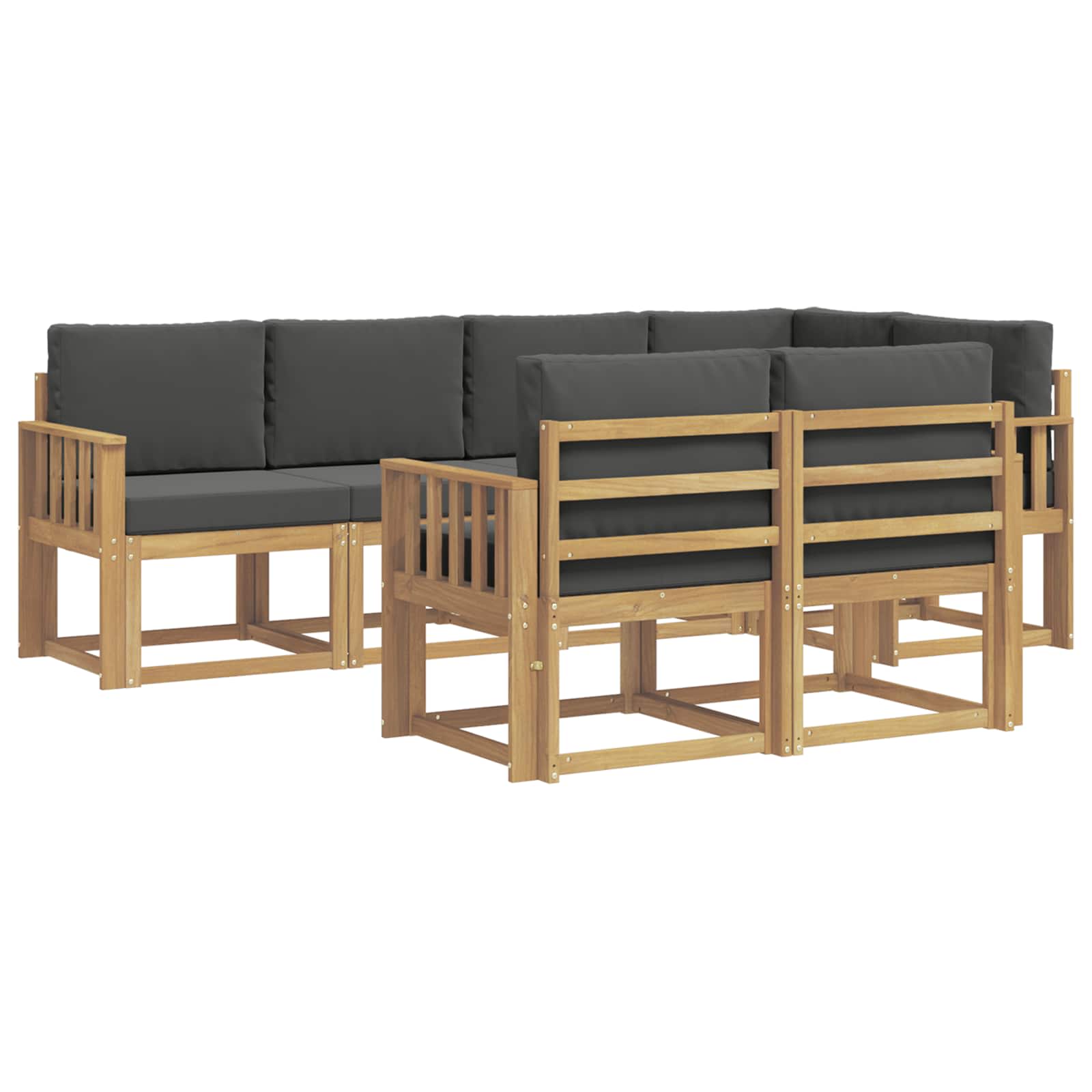 Outdoor-Sofagarnitur 7 pcs Weiß und Anthrazit Polyester