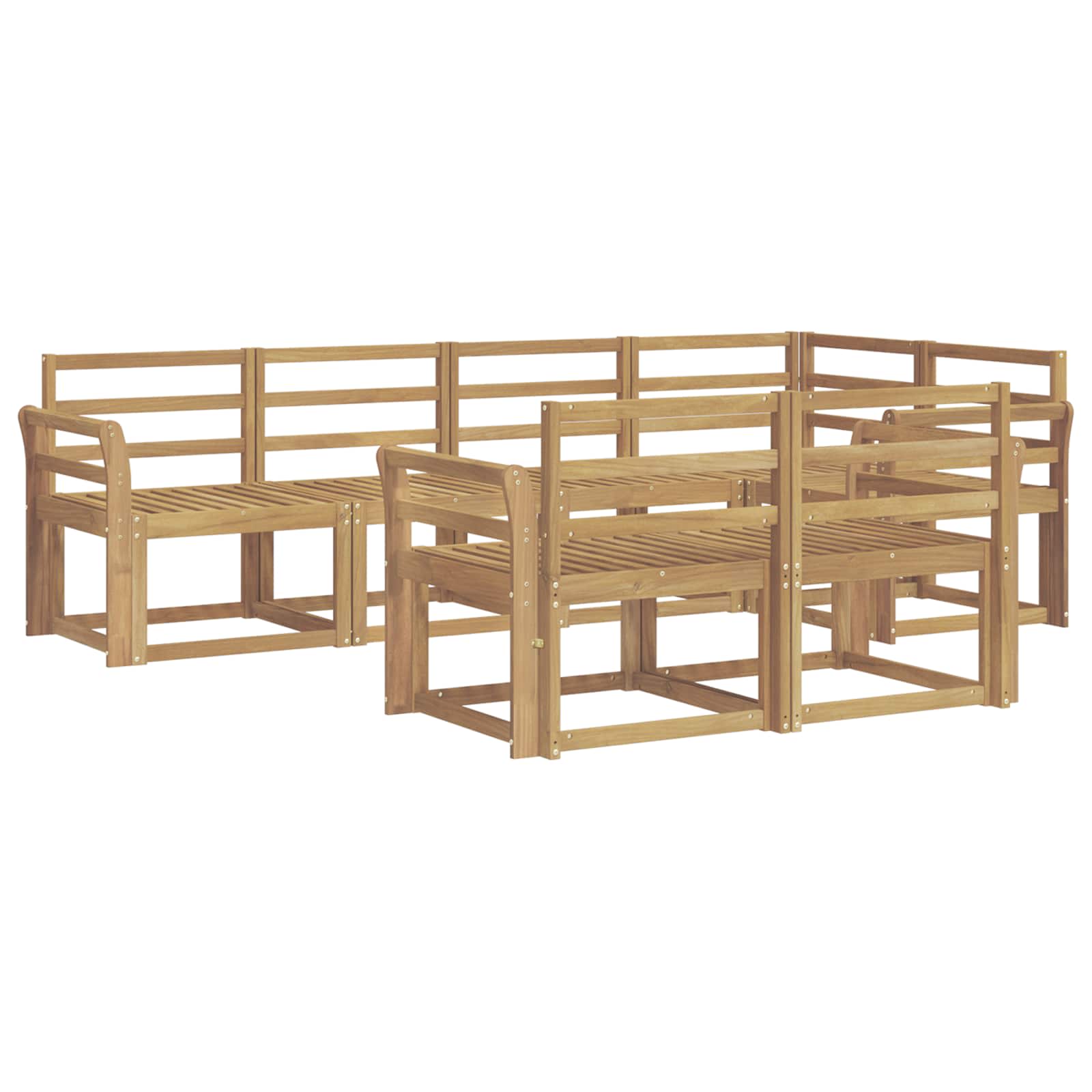 Outdoor-Sofagarnitur 7 pcs Weiß Massivholz Akazie
