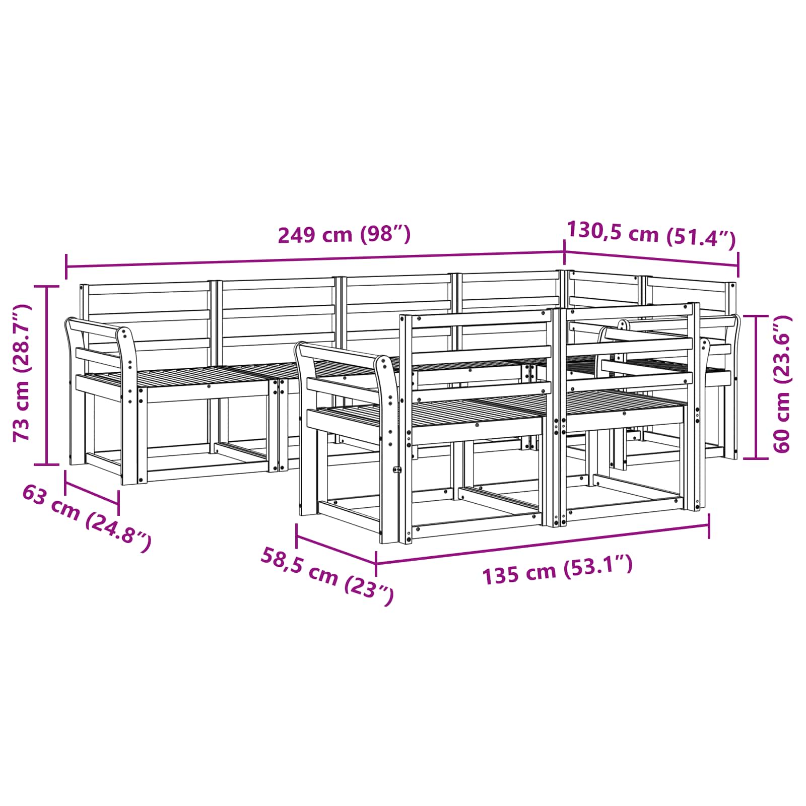 Outdoor-Sofagarnitur 7 pcs Weiß Massivholz Akazie