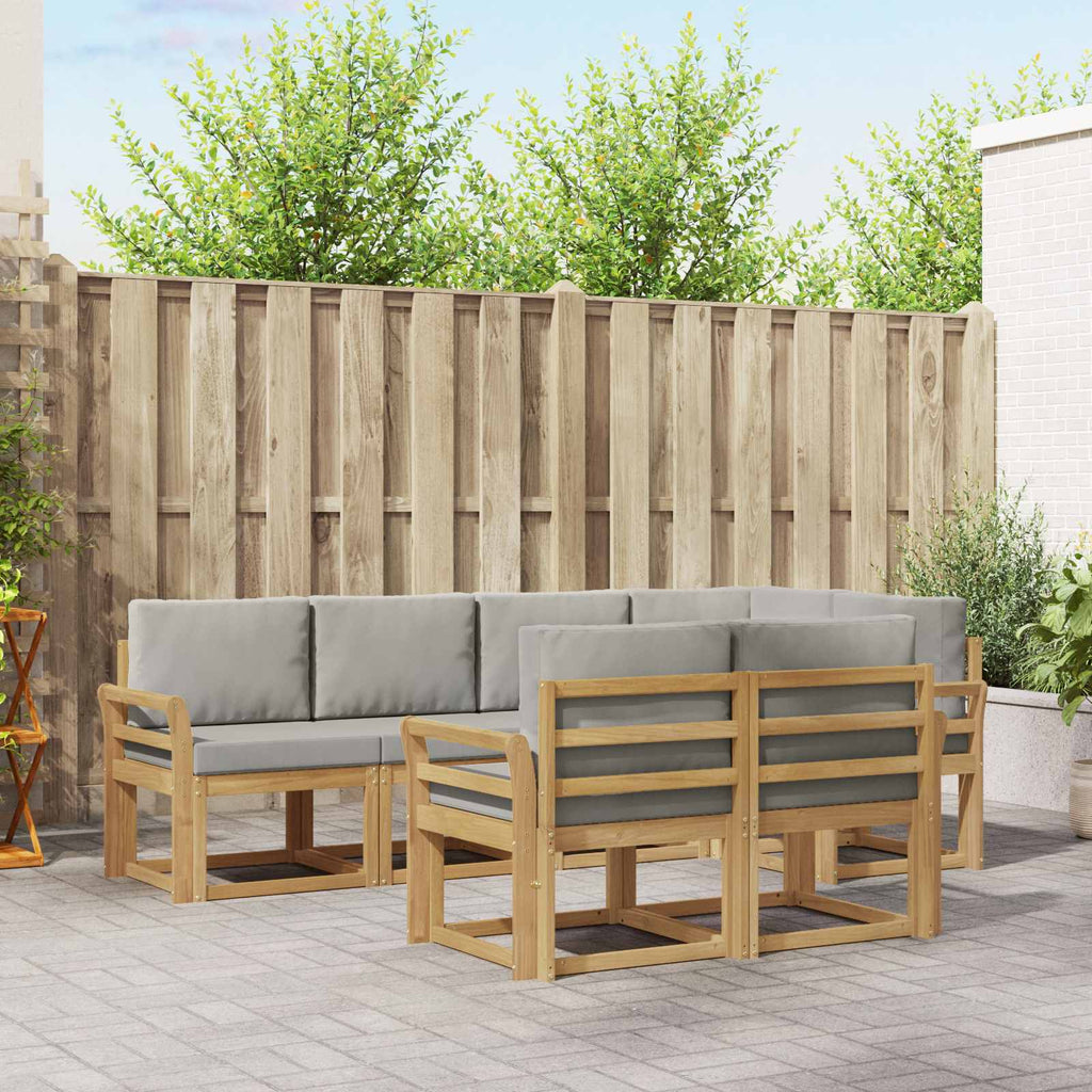 Outdoor-Sofagarnitur mit Kissen 7 pcs Weiß und Hellgrau