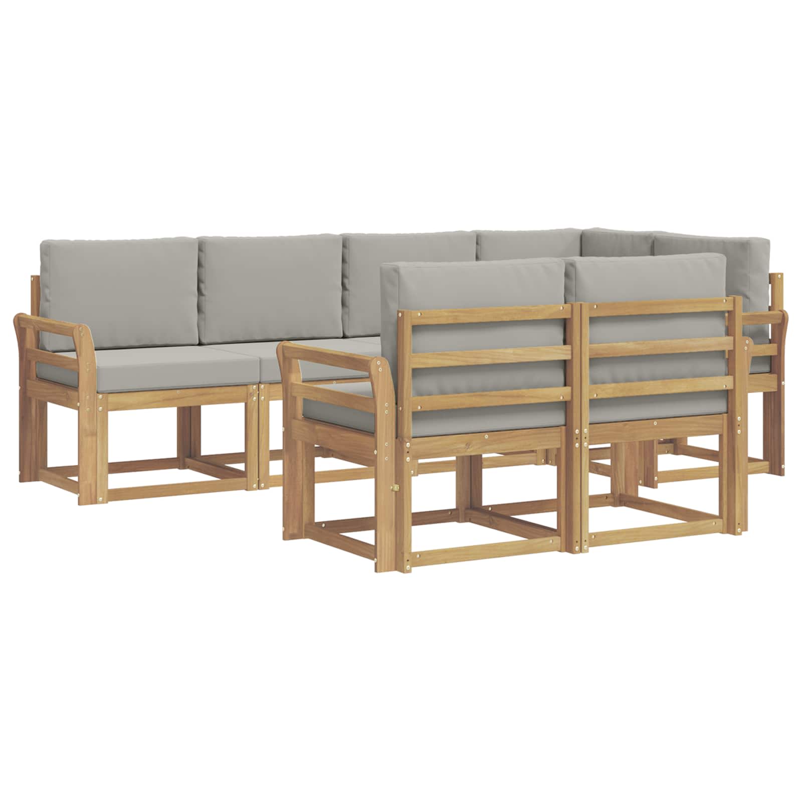 Outdoor-Sofagarnitur mit Kissen 7 pcs Weiß und Hellgrau