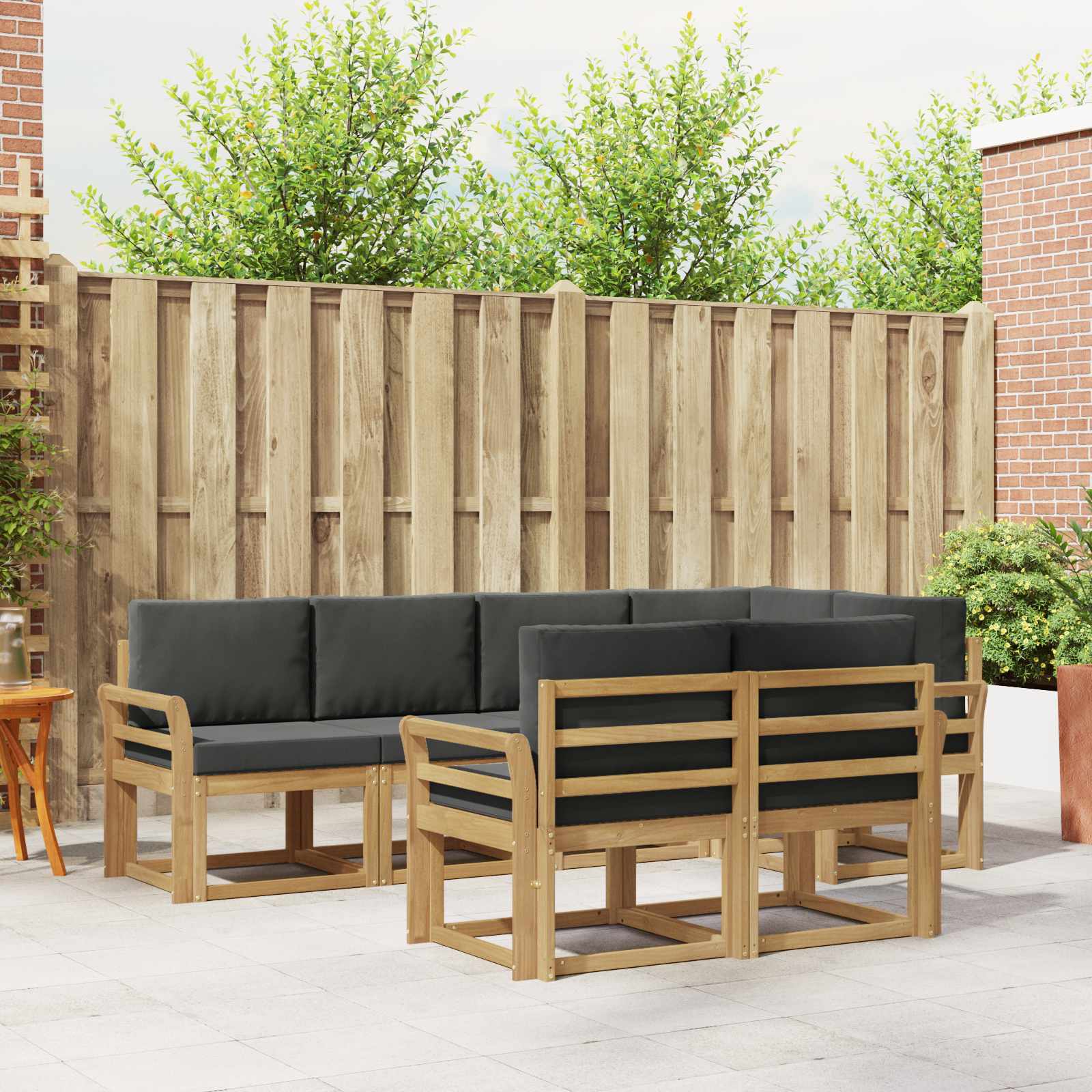 Outdoor-Sofagarnitur 7 pcs Weiß und Anthrazit Polyester