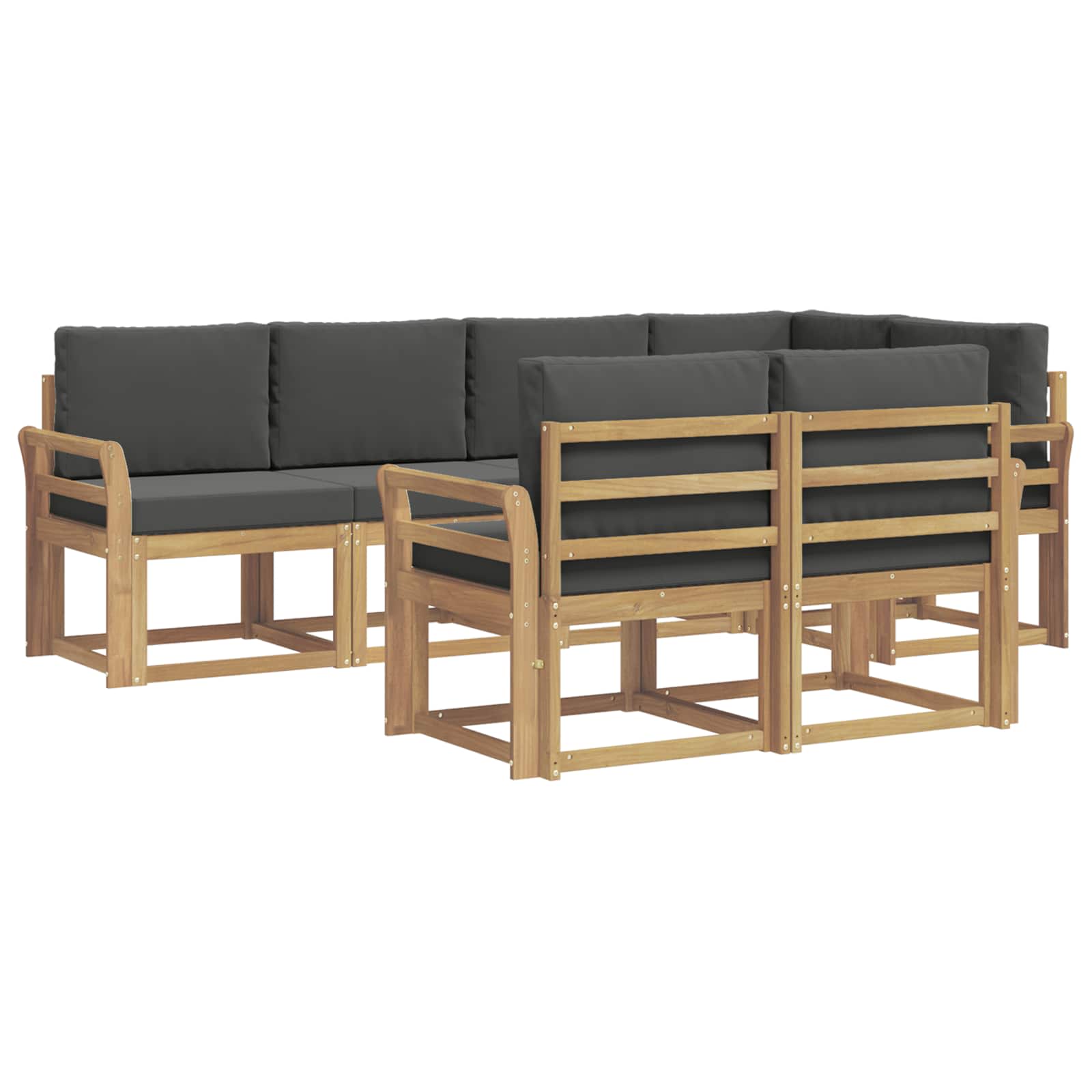 Outdoor-Sofagarnitur 7 pcs Weiß und Anthrazit Polyester