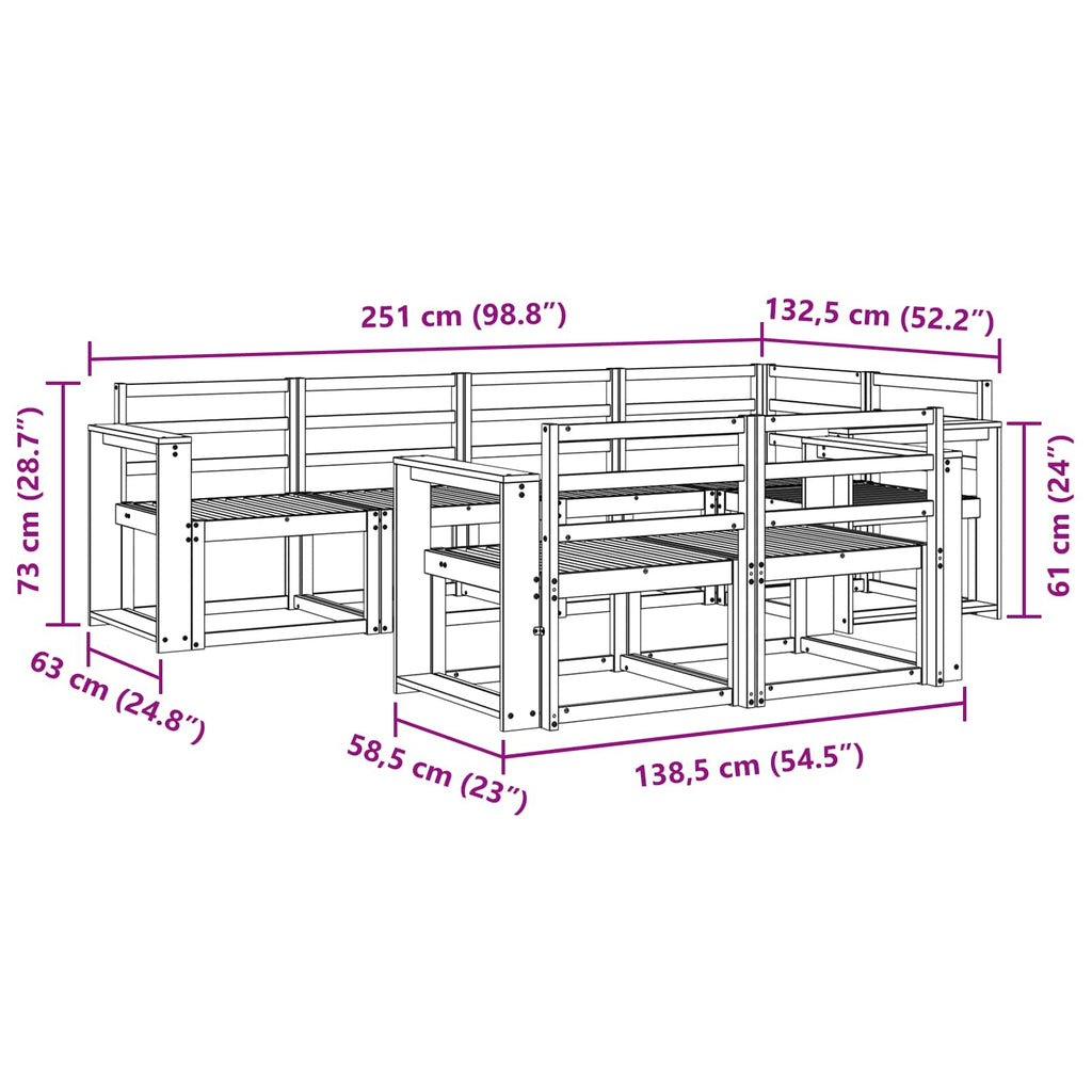 Outdoor-Sofagarnitur 7 pcs Weiß Massivholz Akazie