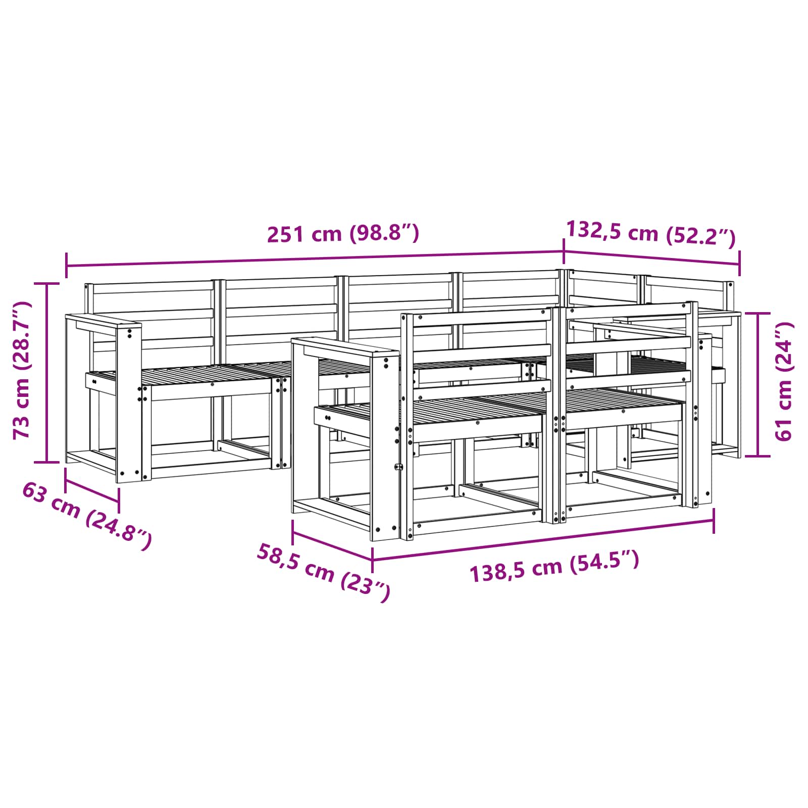 Outdoor-Sofagarnitur 7 pcs Weiß Massivholz Akazie