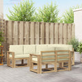 Outdoor-Sofagarnitur mit Kissen 7 pcs Weiß und Creme Polyester