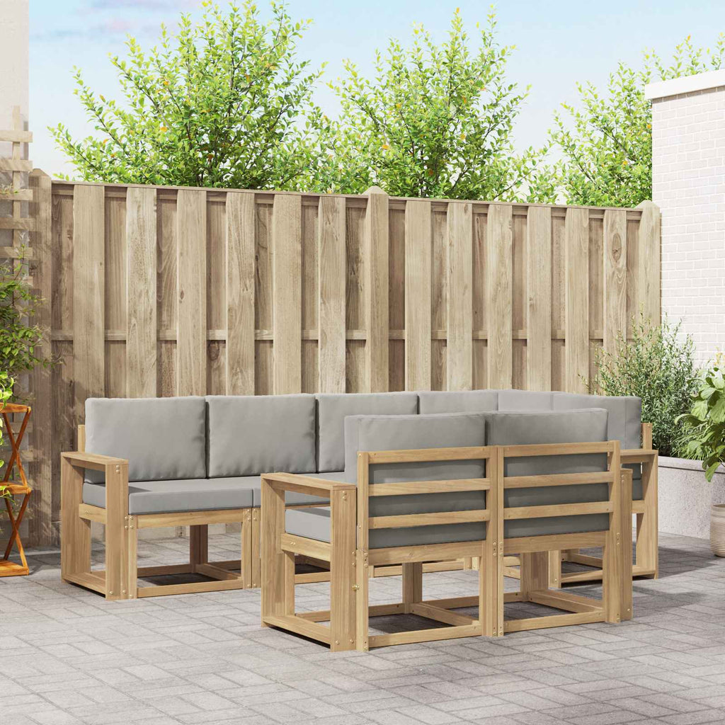 Outdoor-Sofagarnitur mit Kissen 7 pcs Weiß und Hellgrau