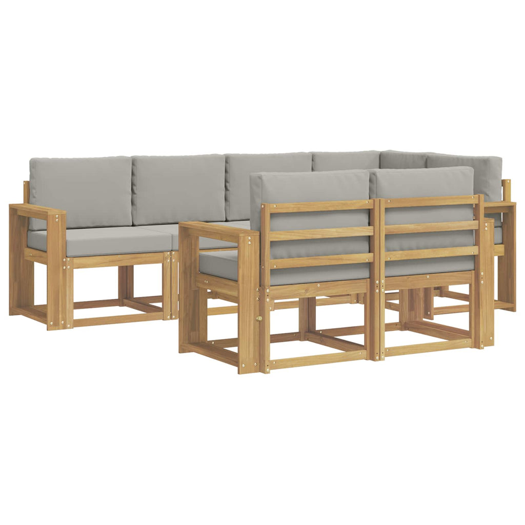 Outdoor-Sofagarnitur mit Kissen 7 pcs Weiß und Hellgrau