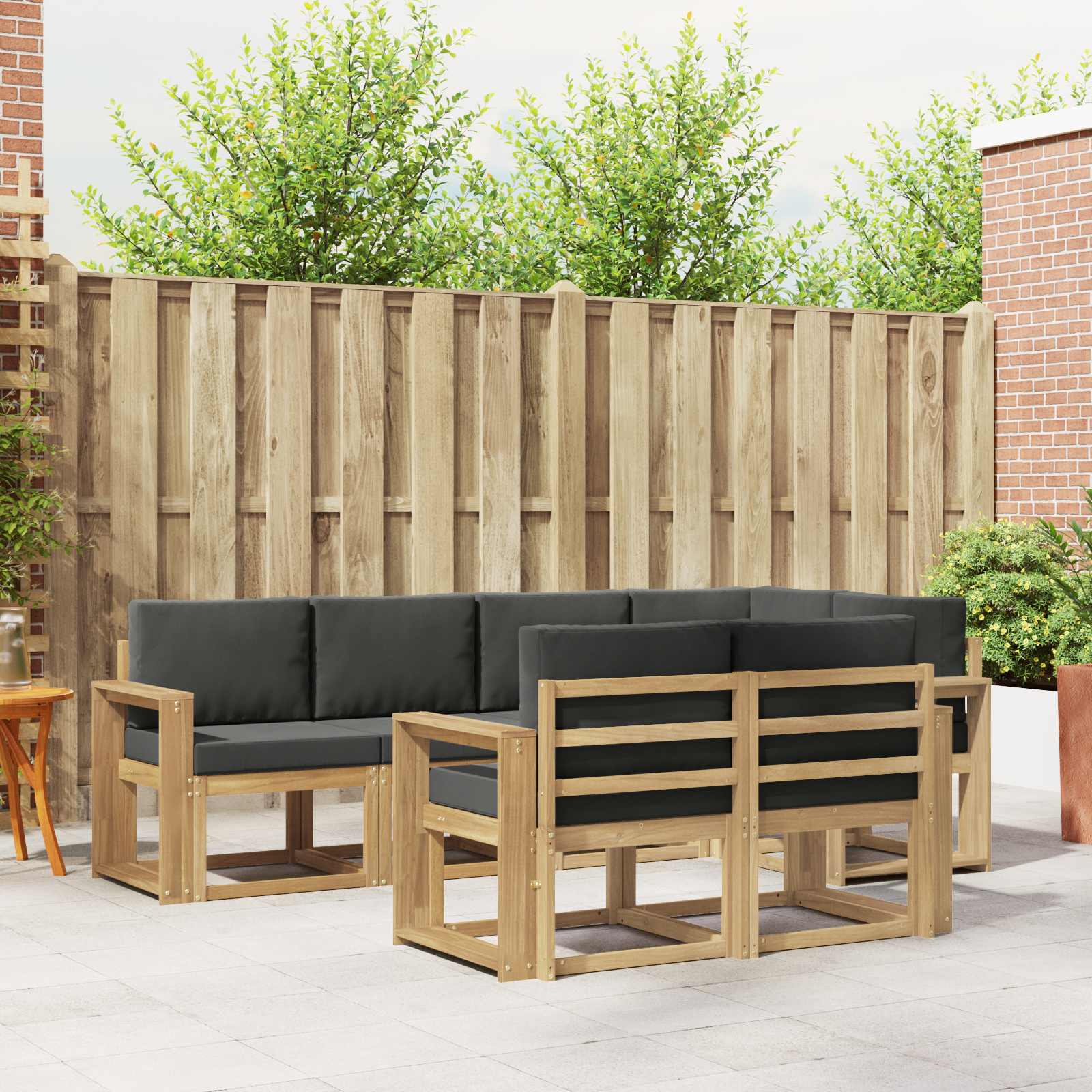 Outdoor-Sofagarnitur 7 pcs Weiß und Anthrazit Polyester