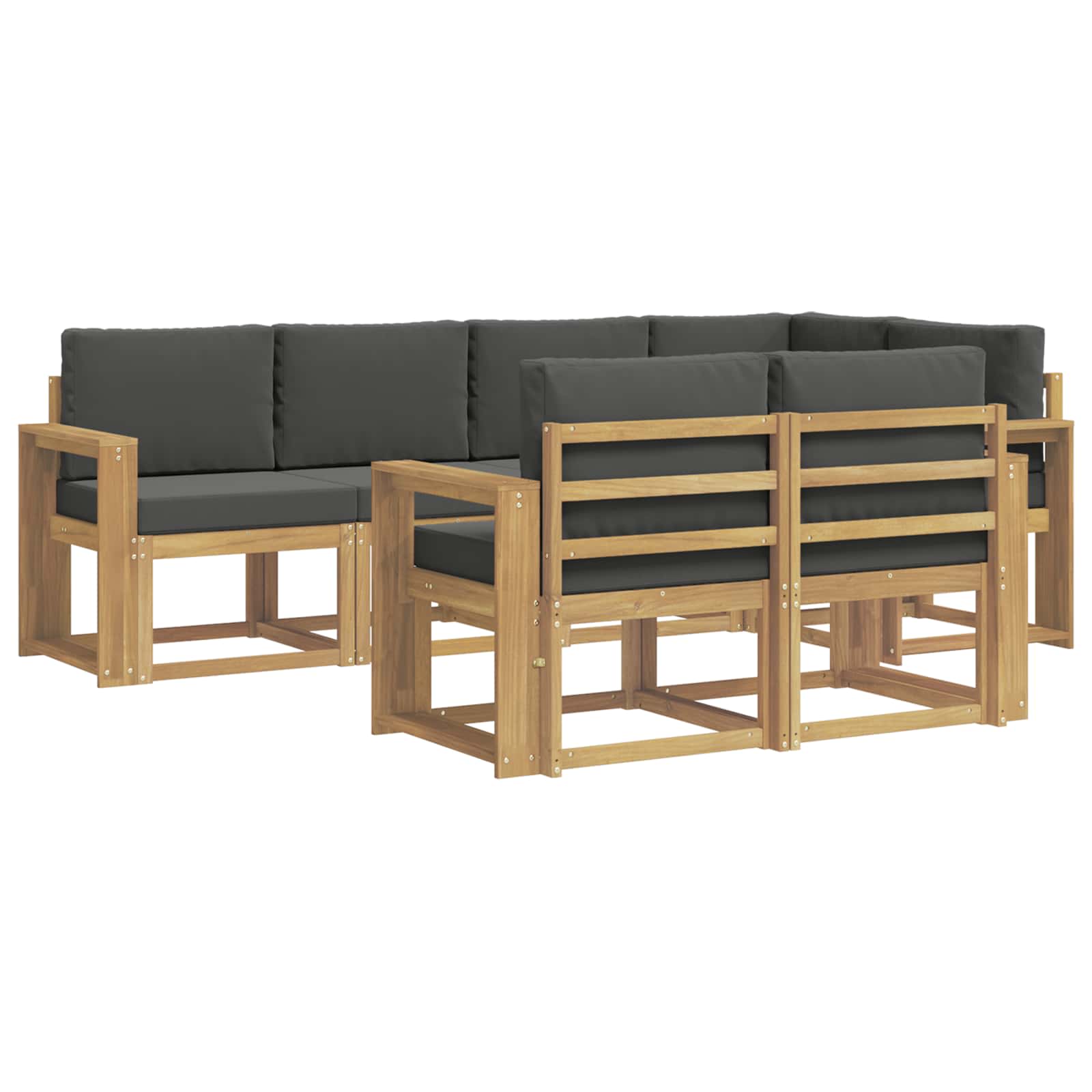 Outdoor-Sofagarnitur 7 pcs Weiß und Anthrazit Polyester
