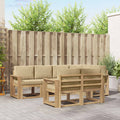 Outdoor-Sofagarnitur mit Kissen 7 pcs Weiß und Beige Polyester
