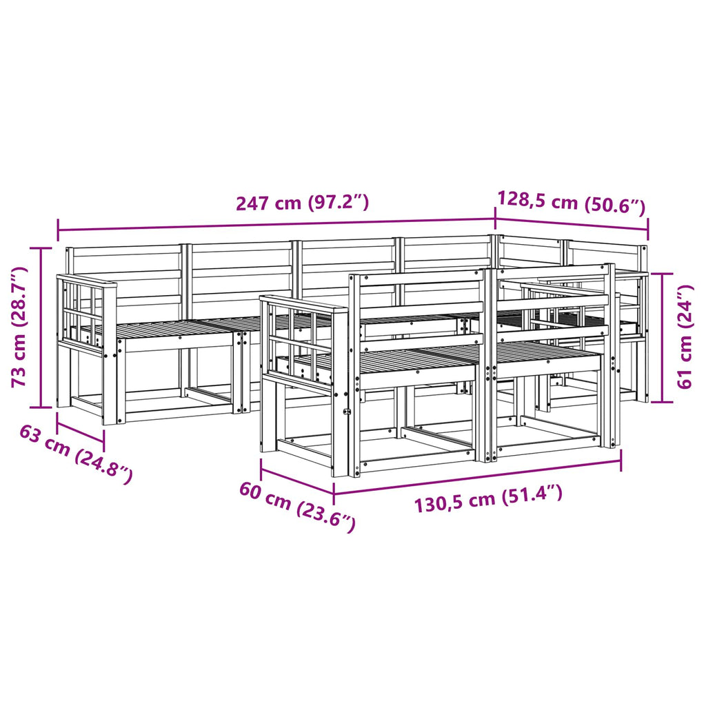 Outdoor-Sofagarnitur 7 pcs Weiß Massivholz Akazie