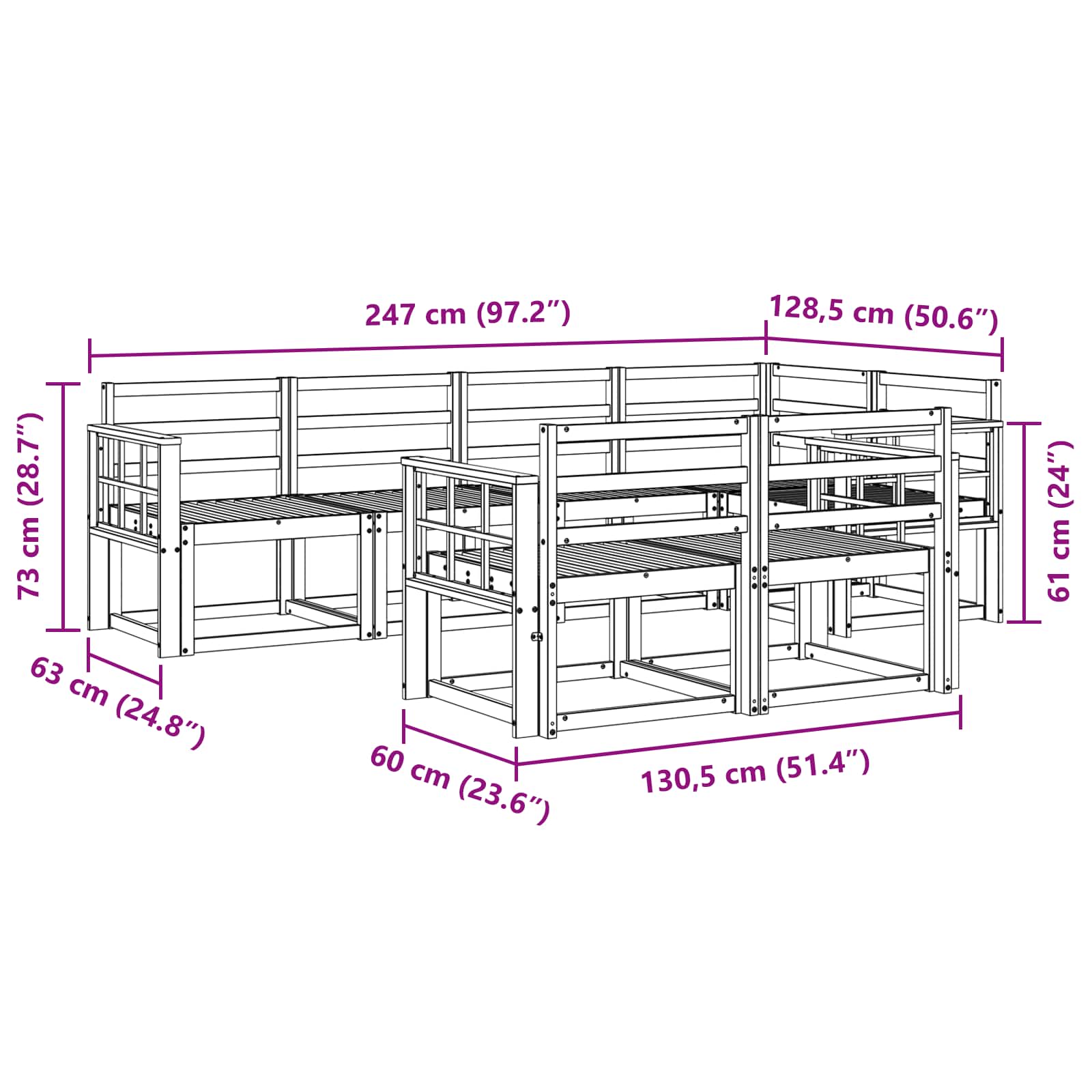 Outdoor-Sofagarnitur 7 pcs Weiß Massivholz Akazie