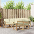 Outdoor-Sofagarnitur mit Kissen 7 pcs Weiß und Creme Polyester