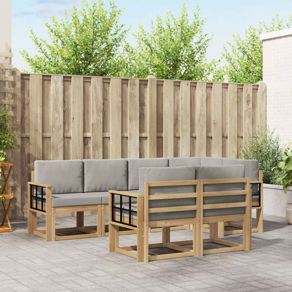 Outdoor-Sofagarnitur mit Kissen 7 pcs Weiß und Hellgrau