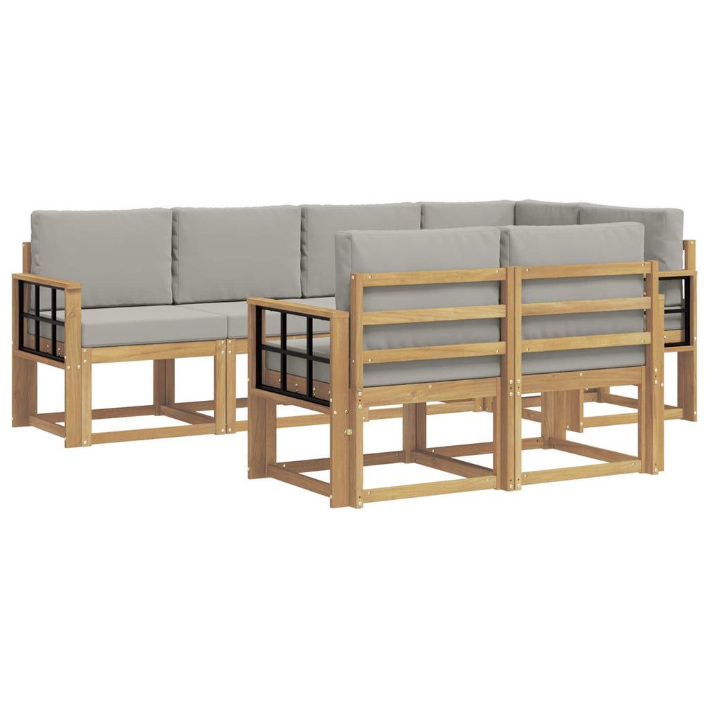 Outdoor-Sofagarnitur mit Kissen 7 pcs Weiß und Hellgrau