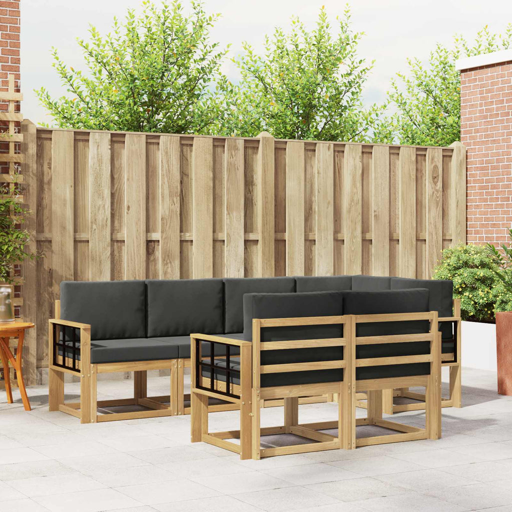 Outdoor-Sofagarnitur 7 pcs Weiß und Anthrazit Polyester